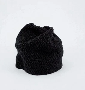 VALERIA FAZEKAS Sculpted Knit Beanie Hat | Black Wool Blend | Handmade | Lined - Picture 1 of 10