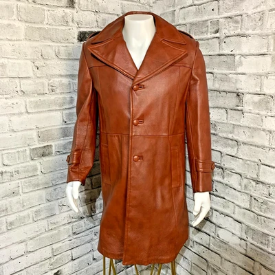 Chaqueta de Cuero Vintage Años 70 Para Hombre 42 Camel Disco Retro Edredón Forrado Abrigo Rockabilly Foto 1 de 4