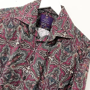 Hawes & Curtis London Shirt Size Medium Long Sleeve Mens Red Maroon Stretch - Picture 1 of 10