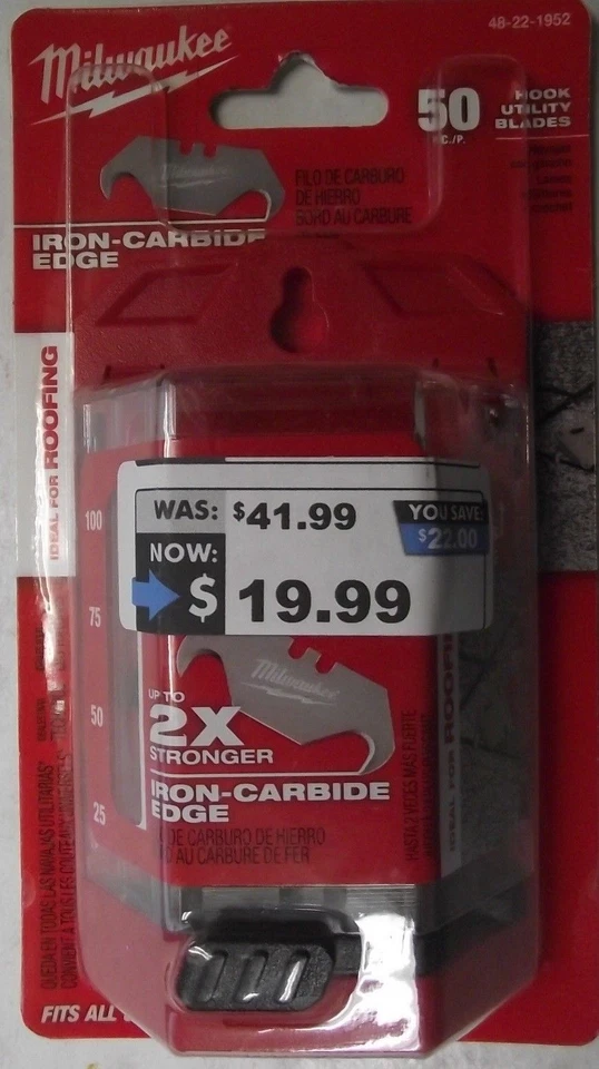 Milwaukee 48-22-1952 50 PC Hook Utility Knife Blades