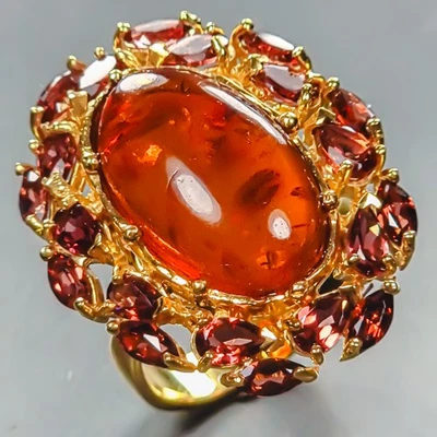 Joyería Anillo Ámbar Natural Plata de Ley 925 Talla 8/R441483 Foto 1 de 4