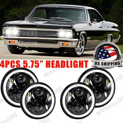 4 PIEZAS 5-3/4 5.75" Blanco LED HaLo Faros Para Chevy Impala Bel Air El Camino Foto 1 de 4