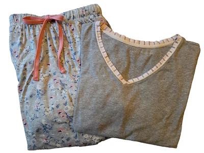 Carole Hochman PJ Top & Lucky Brand Bottoms Mixed Set Women's Grey & Pink Floral - Image 1 of 4
