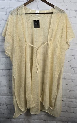 Capa de praia abertura frontal fecho de gravata pacote com 3 peças cor preto branco bege nova com etiquetas - Imagem 1 de 4