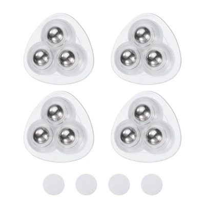 4 Stück selbstklebende Lenkrollen,360° drehbar (transparent,3 Stahlkugeln) - Bild 1 von 4