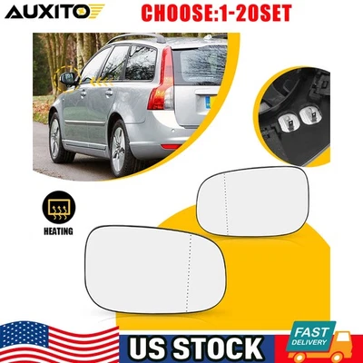 LH RH Side Heated Mirror Glass w/ Backing Plate For Volvo C30 S40 C70 S60 2-10X - image 1 of 4
