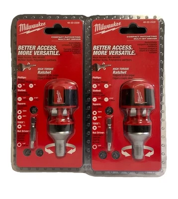 Lot Of 2 Milwaukee Compact Ratcheting Multi-Bit Driver - Black/Red #48-22-2330 - Image 1 of 3