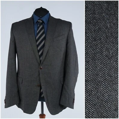 Mens Herringbone Blazer 50R UK Size CARL GROSS Grey Sport Coat Jacket - Image 1 of 4