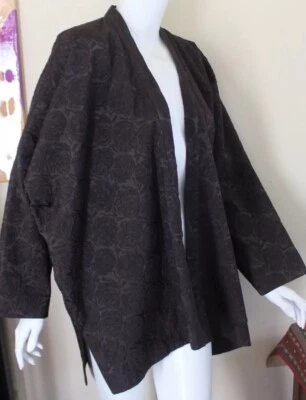 Abrigo Chaqueta Kimono Abierto Art-to-Wear Roseta Seda Ultra Lux MARRÓN Talla 0 Foto 1 de 4