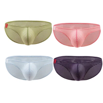 Pacote com 4 calcinhas masculinas biquíni malha biquíni calcinha fio dental fio dental fio dental - Imagem 1 de 4