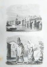 PHILIPPINES - MANILA BRIDGE - TAGALS - Original Antique Print - 1834
