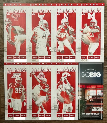 2021 Nebraska Cornhuskers Football Collectible Ticket Stub Choose Any Home Game Cover