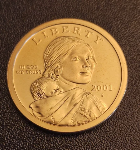 2001 S Proof Sacagawea Dollar - From a proof set - Free Shipping Cover
