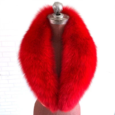 Bufanda de piel de zorro real 100 % natural de invierno para mujer cuello cálido bufandas chal largo Foto 1 de 4