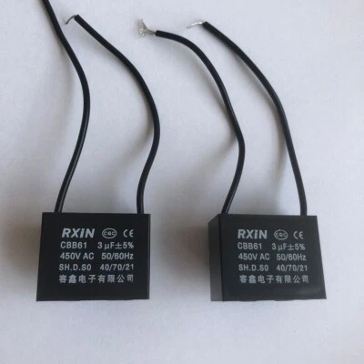 COMPSTUDIO 2PCS 450V 3UF CBB61 Ceiling Fan Motor Running Capacitor 2 Wire 50/60 Hz