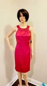 NEW JUST TAYLOR Red Cocktail Party Dress Large Embellished Fabric Stones Size 4 - Picture 1 of 10