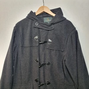 Racing Green Mens Duffel Coat Size Large Grey Wool Cashmere Nylon Blend Hooded - Picture 1 of 7