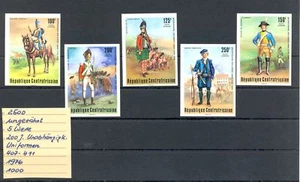 CENTRAFRICAIN 1976 5 x STAMP IMPERFORATED ** MNH VF =ARMY UNIFORMS = - Picture 1 of 1