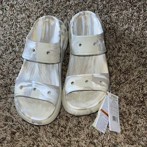 Brand New Crocs Classic Comfort Crush Marbled Slip On Sandal W 12 M 10 - Picture 1 of 7
