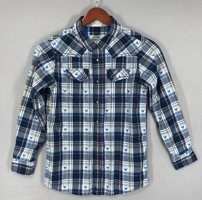 Cody James Shirt Boy's Large Blue Plaid Button Down Pearl Snap Pockets Regular - Image 1 of 4