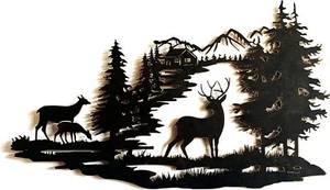 Cabin Decor Metal Deer Wall Art Rustic Wall Decor Hanging for Bathroom Living... - Picture 1 of 3