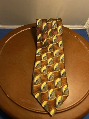 Corbata geométrica Tom James marrón 100 % seda para hombre Foto 1 de 4