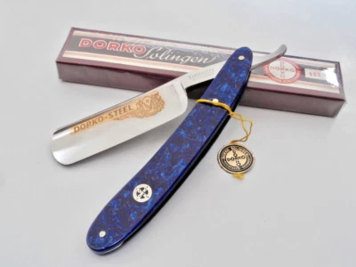 ¡MAJESTUOSO!!! Maquinilla de afeitar recta DORKO en 8/8" XXL AZUL NUEVA DE STOCK, Rasoir Solingen ¡MIRA!! Foto 1 de 4