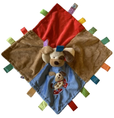 Taggies Lovey Manta de Seguridad Felpa Cachorro Perro Azul Marrón Rojo Espalda Satinada 2011 Foto 1 de 4