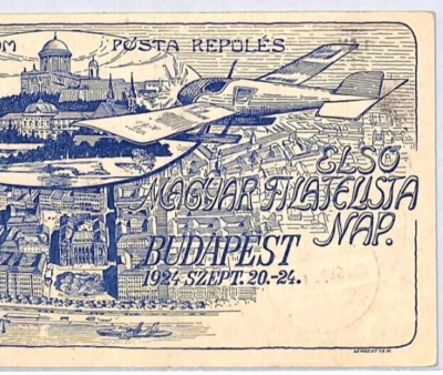 Tarjeta HUNGRÍA Air MONOPLANO ILUSTRADO 1924 PRIMER VUELO Budapest-EsztergomYQ102 Foto 1 de 4