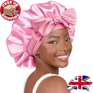 Silky Sleeping Bonnet with Tie | Shower Cap for Curly Hair | Satin Bonnet UK - Picture 1 of 24