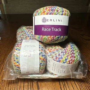 5x Berlini “Race Track” Ribbon Yarn Cotton/Nylon Rainbow Ombre 1.75 Oz 120 Yds - Picture 1 of 7
