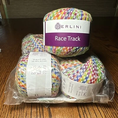 5x Berlini “Race Track” Cinta Hilo Algodón/Nylon Arco Iris Ombre 1.75 OZ 120 Yardas Foto 1 de 4