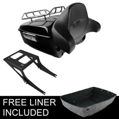 King Trunk Backrest Pad Mount Rack Fit For Harley Fatboy 2008-2017 - Image 1 of 4