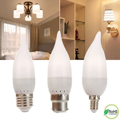 LED Candle Light Bulbs 15 Watt Equivalent E12 E26 E27 B22 E14 3W White Lamps - Image 1 of 4