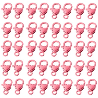 40pcs Vibranting Heart Lobster Clasps for Keyrings and Jewelry Creation - Image 1 of 4