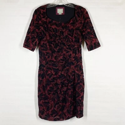 Maeve Anthropologie Size US 10 P Petite Elorn Purple Black Lace Ruched Dress - Image 1 of 4