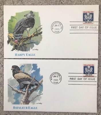Two First Day Of Issue FDC $5 $1 Eagle Jan 12, 1983 Fleetwood - Image 1 of 2