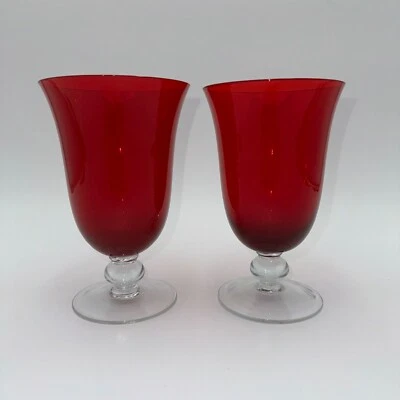 Vástago de bola transparente de vidrio de agua helado rojo rubí 2 Pier 1 vacaciones Foto 1 de 4