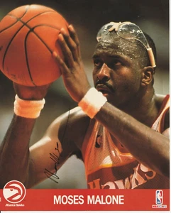 Moses Malone Autographed 8x10 NBA Hoops 1990 Free Shipping H145 - Picture 1 of 1