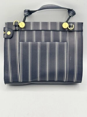 Bolso de Mano Foley And Corinna Azul Blanco Rayas Múltiples Bolsillos Asa Superior Cartera Foto 1 de 4
