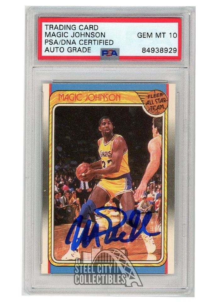 Tarjeta autógrafa Magic Johnson 1988-89 Fleer All-Star Team #123 PSA/ADN 10 Foto 1 de 1