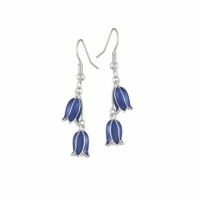 Bluebell Enamel Finish Silver Tone Drop Pierced Earrings — 第 1/2 张图片