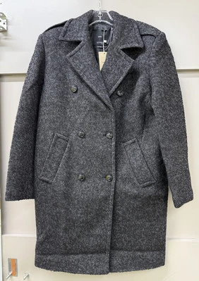 MANGO Double Breasted Wool Blend Coat in Navy - S - £140 - Image 1 of 4