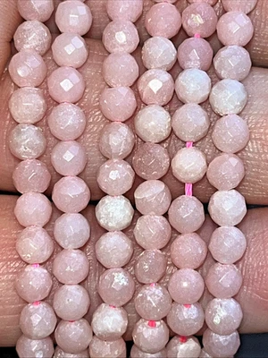 Pinker Opal Perlen Rund Facettiert mit Loch 90 Stück 4 mm Edelstein Kristall DIY - Bild 1 von 4
