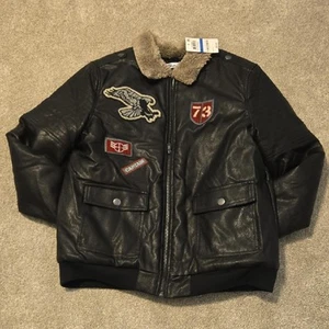 Epic Threads Black Bomber Jacket with Patches Boys Size XL - Picture 1 of 7