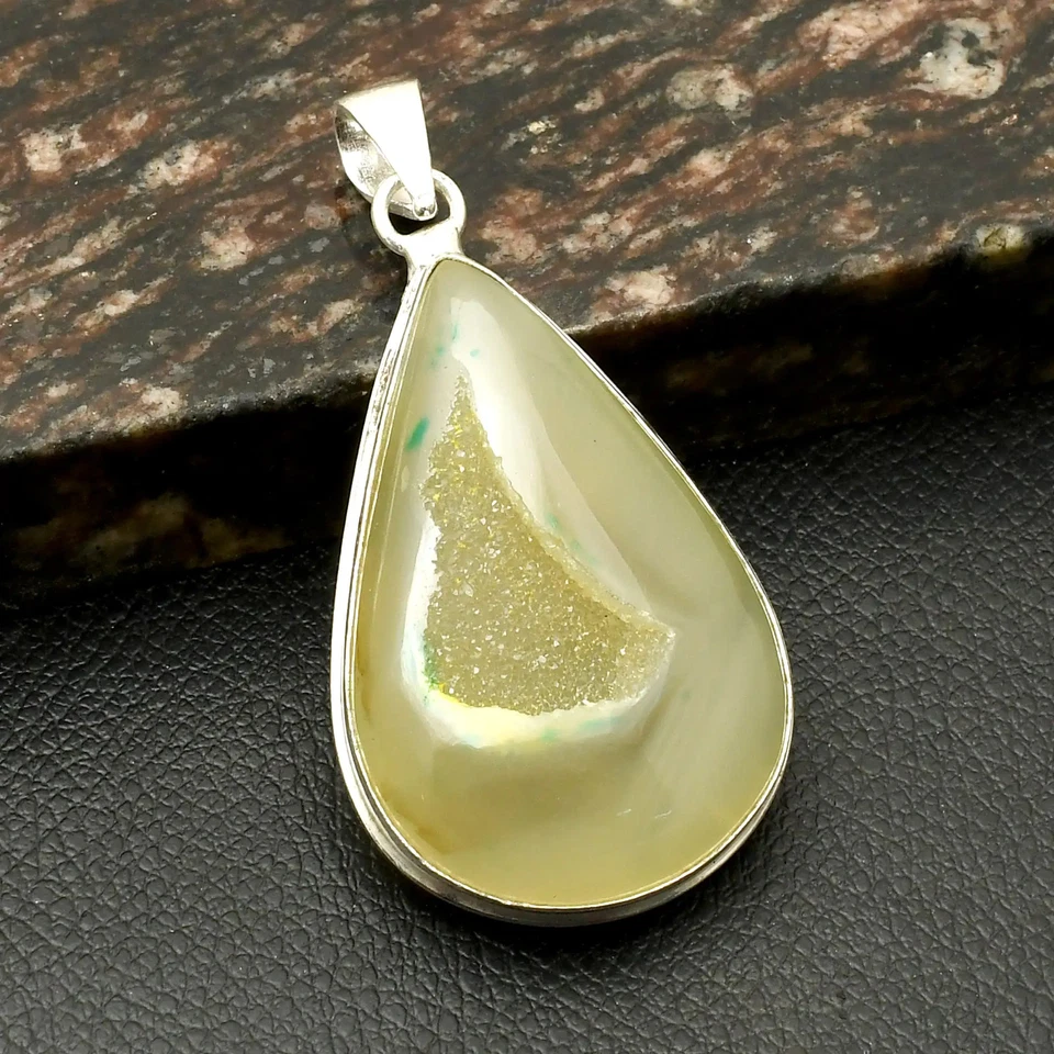 Colgante étnico hecho a mano de piedras preciosas de ágata de Botsuana joyería regalo 2,6" AP-20542 Foto 1 de 1