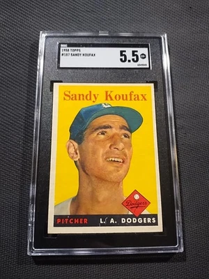 1958 Topps Sandy Koufax #187 Los Angeles Dodgers Salón de la fama⚾⚾💥 SGC 5,5 Foto 1 de 2