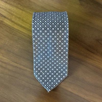 Boss Hugo Boss Black Silver Geometric Diamond Silk Made In Italy - Image 1 of 4