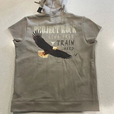 UNDER ARMOUR PROJECT ROCK Q1 SS FLEECE HOODIE BEIGE 1383209-273 SIZE XL NWT. - Image 1 of 4