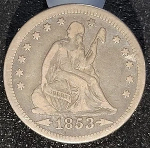 1853 P Philadelphia Mint ARROWS Seated Liberty Quarter Nice Mid Grade Coin - Picture 1 of 2